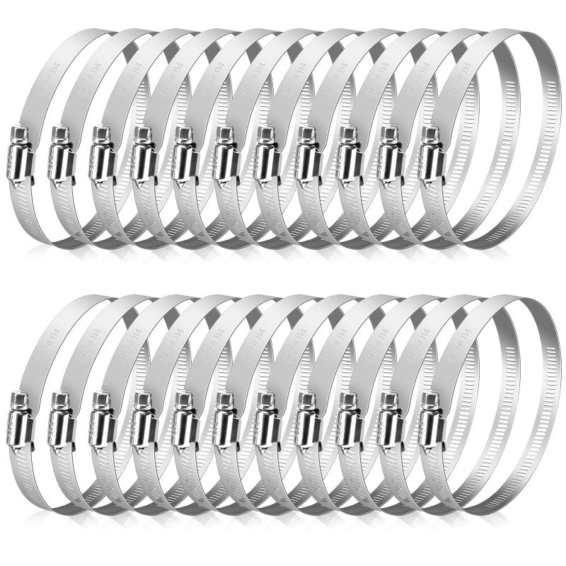 Twdrer 4 Inch 304 Stainless Steel Adjustable Hose Clamp, Worm Gear Duct Clamp Pipe Clamp 91mm-114mm for Plumbing, Automotive, Dryer Vent, Mechanical Applications (12) - Image 1